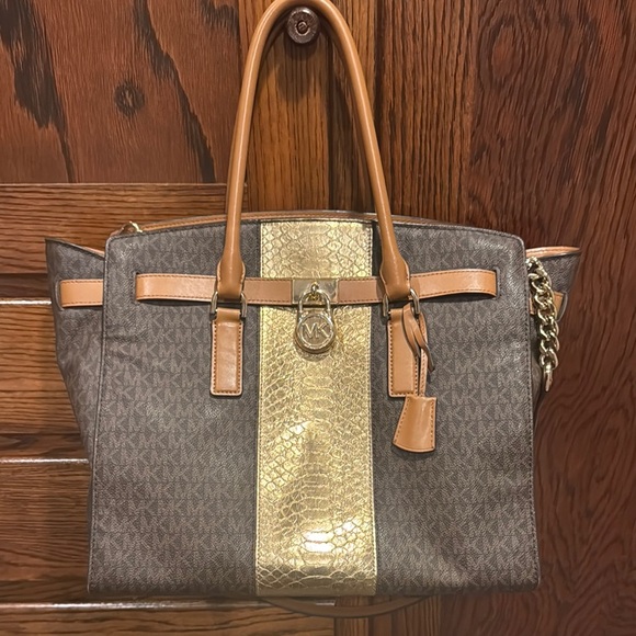 Michael Kors Handbags - Michael Kors Brown and Gold Tote Bag